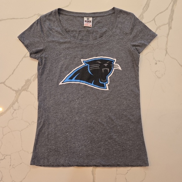 PINK Victoria's Secret Tops - NFL x Victoria's Secret Carolina Panthers T-Shirt Gray Blue Womens Size Medium